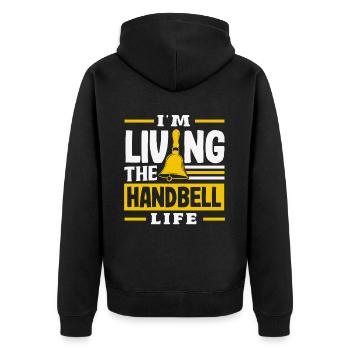 Choral Musical Instrument Hand Bell - Unisex Premium Organic Zip Hoodie - black - Back - Nico (187cm)