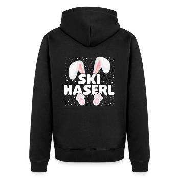 Skifahren Ski Hase Skihaserl Party Crew Apres Ski - Unisex Premium Bio Zip Hoodie - Schwarz - Hinten - Nico (187cm)