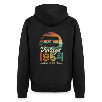 1954 Anniversaire Né En 1954 Rétro Vintage - Veste à capuche bio Premium Unisexe - noir - Dos - Nico (187cm)