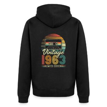 1963 Anniversaire Né En 1963 Rétro Vintage - Veste à capuche bio Premium Unisexe - noir - Dos - Nico (187cm)