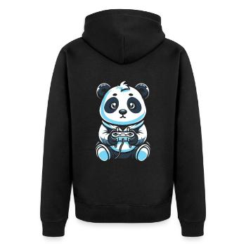 Gamer Gaming Gaming Panda Bear - Unisex Premium Organic Zip Hoodie - black - Back - Nico (187cm)