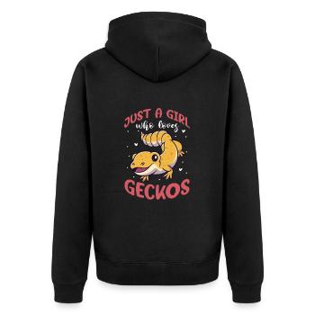 Gecko Salamander Lizard Reptile Gift - Unisex Premium Organic Zip Hoodie - black - Back - Nico (187cm)