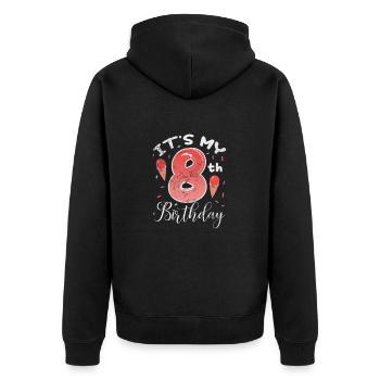 Eiscreme - Unisex Premium Bio Zip Hoodie - Schwarz - Hinten - Nico (187cm)
