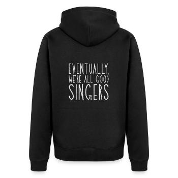 Sänger - Unisex Premium Bio Zip Hoodie - Schwarz - Hinten - Nico (187cm)