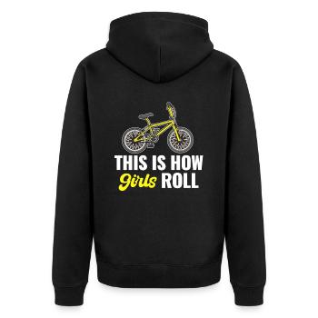 So Rolling Girls Bmx Racing Automobile Triathlon - Unisex Premium Organic Zip Hoodie - black - Back - Nico (187cm)