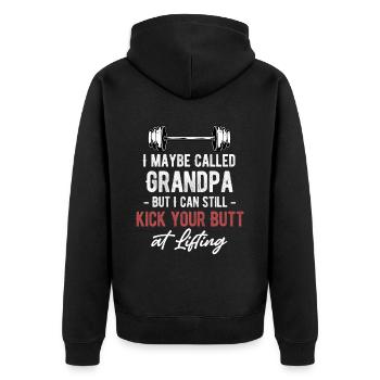 On m’appelle peut-être grand-père, mais je peux vous dire - Veste à capuche bio Premium Unisexe - noir - Dos - Nico (187cm)