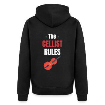 The Cellist Rules Musical Orchestra Guitarist - Unisex Premium Organic Zip Hoodie - black - Back - Nico (187cm)