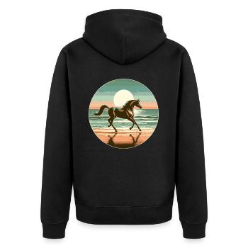 Arabische Pferdekunst - Unisex Premium Bio Zip Hoodie - Schwarz - Hinten - Nico (187cm)