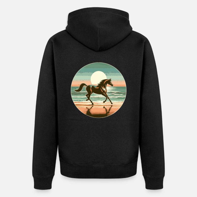 Art du cheval arabe - Veste à capuche bio Premium Unisexe - noir
