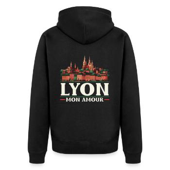 Lyon France Travel Vacation Tourist I Love Lyon - Unisex Premium Organic Zip Hoodie - black - Back - Nico (187cm)