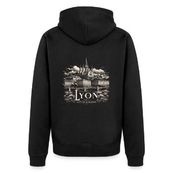 Lyon France Voyage Vacances Touriste J’aime Lyon - Veste à capuche bio Premium Unisexe - noir - Dos - Nico (187cm)