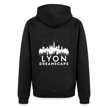 Lyon Frankreich Reisen Urlaub Tourist Ich liebe Lyon - Unisex Premium Bio Zip Hoodie - Schwarz - Hinten - Nico (187cm)