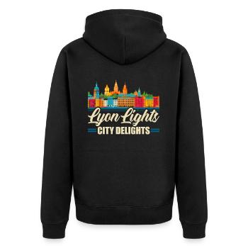 Lyon France Voyage Vacances Touriste J’aime Lyon - Veste à capuche bio Premium Unisexe - noir - Dos - Nico (187cm)