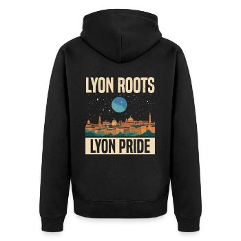 Lyon Frankreich Reisen Urlaub Tourist Ich liebe Lyon - Unisex Premium Bio Zip Hoodie - Schwarz - Hinten - Nico (187cm)