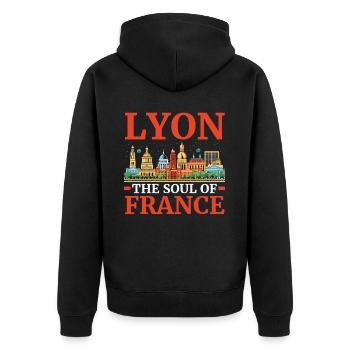 Lyon Frankreich Reisen Urlaub Tourist Ich liebe Lyon - Unisex Premium Bio Zip Hoodie - Schwarz - Hinten - Nico (187cm)