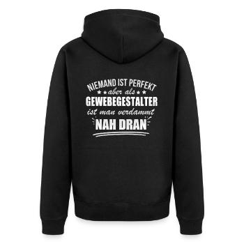 Lustige Gewebegestalter Arbeit Textilgestaltung - Unisex Premium Organic Zip Hoodie - black - Back - Nico (187cm)