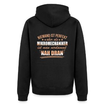 Lustige Mikromechaniker Beruf Arbeit Feinmechanik - Unisex Premium Organic Zip Hoodie - black - Back - Nico (187cm)