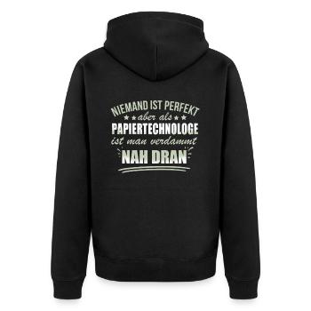 Lustige Papiertechnologe Arbeit Papierherstellung - Unisex Premium Organic Zip Hoodie - black - Back - Nico (187cm)
