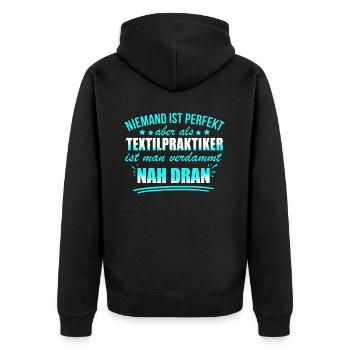 Lustige Textilpraktiker Beruf Textilherstellung - Unisex Premium Organic Zip Hoodie - black - Back - Nico (187cm)