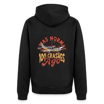 Modellflugzeug Modellflieger I Was Normal - Unisex Premium Bio Zip Hoodie - Schwarz - Hinten - Nico (187cm)