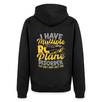 Model Airplane Model Airplane - Unisex Premium Organic Zip Hoodie - black - Back - Nico (187cm)