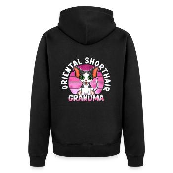Oriental Shorthair Granny OKH Cat Gift - Unisex Premium Organic Zip Hoodie - black - Back - Nico (187cm)