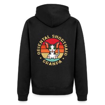 Oriental Shorthair Grandpa OKH Cat Gift - Unisex Premium Organic Zip Hoodie - black - Back - Nico (187cm)