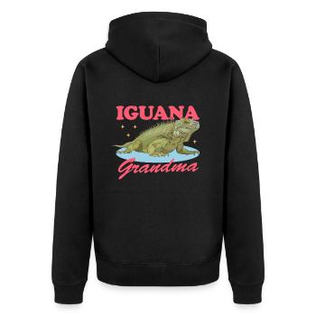 Iguana Granny Reptile Lizard Iguanas Gift - Unisex Premium Organic Zip Hoodie - black - Back - Nico (187cm)