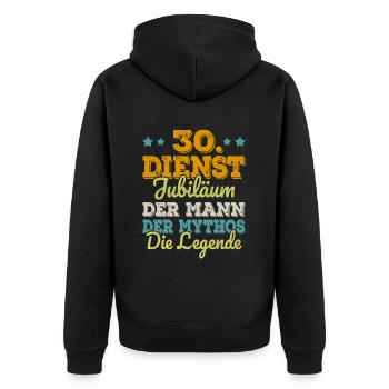 30 Jähriges Dienstjubiläum Firmenjubiläum Geschenk - Unisex Premium Bio Zip Hoodie - Schwarz - Hinten - Nico (187cm)