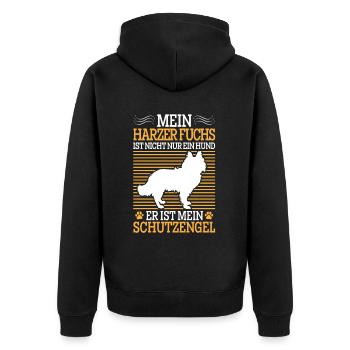 Harzer Fuchs nicht nur Hund Hütehund Hütefuchs - Unisex Premium Bio Zip Hoodie - Schwarz - Hinten - Nico (187cm)