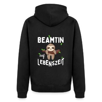 Beamtin auf Lebenszeit - Unisex Premium Bio Zip Hoodie - Schwarz - Hinten - Nico (187cm)