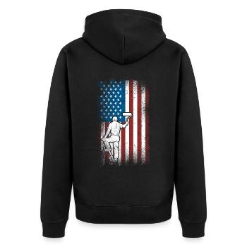 Peintre en bâtiment Décorateur Américain - Veste à capuche bio Premium Unisexe - noir - Dos - Nico (187cm)