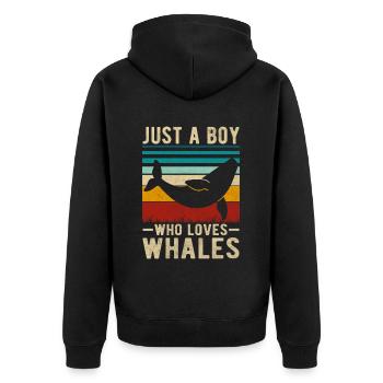 Nur ein Junge, der Wale liebt - Unisex Premium Bio Zip Hoodie - Schwarz - Hinten - Nico (187cm)