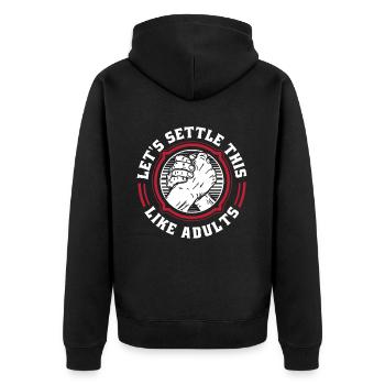 Let's Settle This Like Adults Exercise Trainer - Unisex Premium Organic Zip Hoodie - black - Back - Nico (187cm)