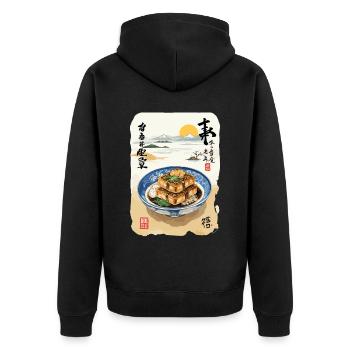 Japan Food Aesthetic Ukiyo-E Vintage Design - Unisex Premium Organic Zip Hoodie - black - Back - Nico (187cm)