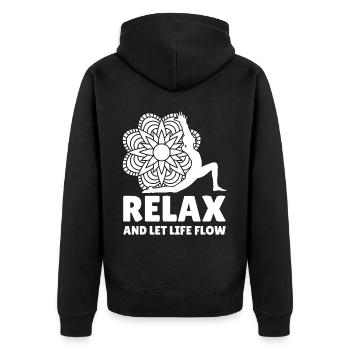 Mindfulness Zen Meditation Yoga Pilates Health Fit - Unisex Premium Bio Zip Hoodie - Schwarz - Hinten - Nico (187cm)