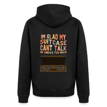 Suitcase Luggage Tavelling - Unisex Premium Organic Zip Hoodie - black - Back - Nico (187cm)