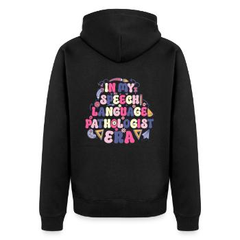 Groovy Speech Language Pathologist SLP - Unisex Premium Organic Zip Hoodie - black - Back - Nico (187cm)