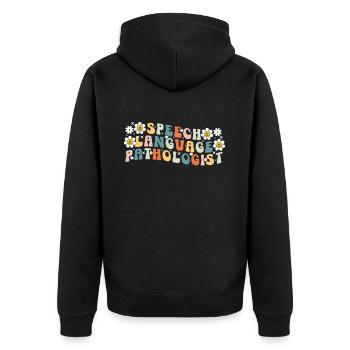 Groovy Speech Language Pathologist SLP - Unisex Premium Organic Zip Hoodie - black - Back - Nico (187cm)