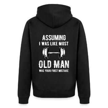 Supposons que je sois comme la plupart des personnes âgées - Veste à capuche bio Premium Unisexe - noir - Dos - Nico (187cm)