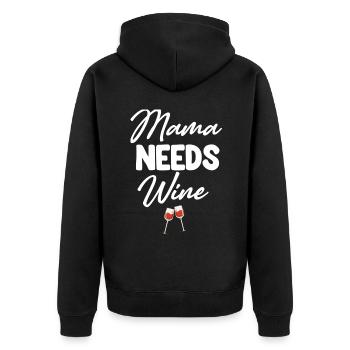 Mom Needs Wine Funny Parenting Mom - Unisex Premium Organic Zip Hoodie - black - Back - Nico (187cm)