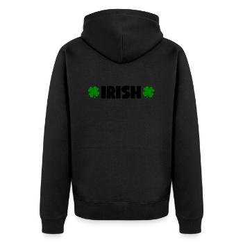 St Patrick's Day Accessories Ireland Shamrock Decoration - Unisex Premium Organic Zip Hoodie - black - Back - Nico (187cm)