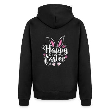 Happy Easter Bunny Colorful Easter Eggs - Unisex Premium Organic Zip Hoodie - black - Back - Nico (187cm)