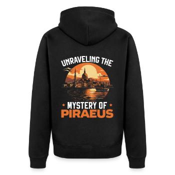 Piraeus Greece Travel Vacation Europe Greek Flag - Unisex Premium Organic Zip Hoodie - black - Back - Nico (187cm)
