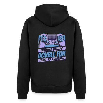 Gaming 10. Geburtstag 10 Jahre Gamer - Unisex Premium Bio Zip Hoodie - Schwarz - Hinten - Nico (187cm)