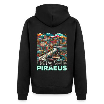 Piraeus Greece Travel Vacation Europe Greek Flag - Unisex Premium Organic Zip Hoodie - black - Back - Nico (187cm)