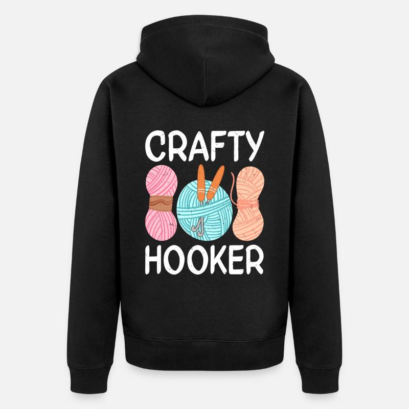 Crochet Lover Funny Loop & Hook Design - Unisex Premium Organic Zip Hoodie - black