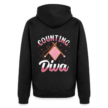 Crochet Lover Funny Loop & Hook Design - Unisex Premium Bio Zip Hoodie - Schwarz - Hinten - Nico (187cm)