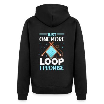 Crochet Lover Funny Loop & Hook Design - Unisex Premium Bio Zip Hoodie - Schwarz - Hinten - Nico (187cm)