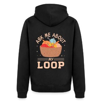 Crochet Lover Funny Loop & Hook Design - Unisex Premium Bio Zip Hoodie - Schwarz - Hinten - Nico (187cm)